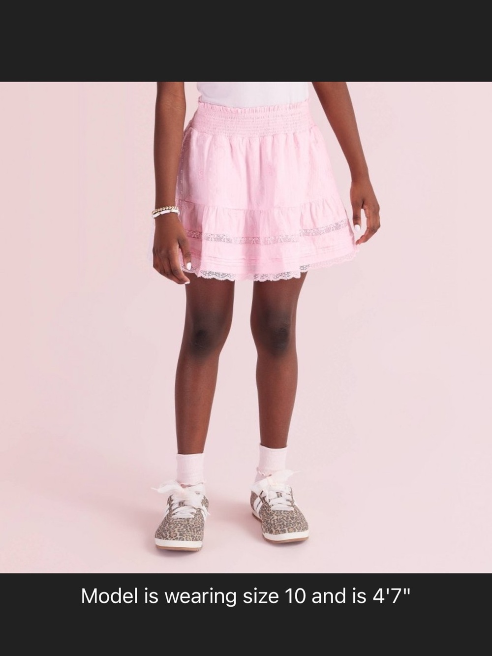 LoveShackFancy Pink Tiered Lace Skirt - Girls